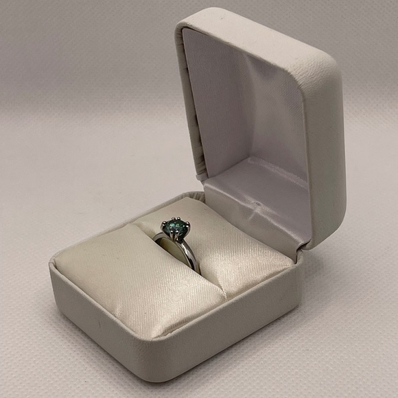 Blue Moissanite Sterling Silver Ring - Picture 3 of 4